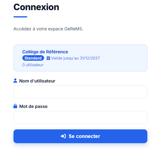 Interface de connexion client
